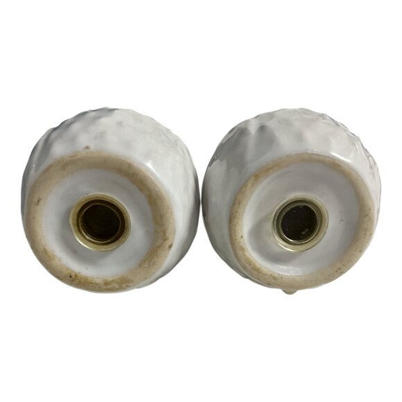 White Ceramic Owl Salt and Pepper Shakers – 3x2 Vintage Set with Loose Stoppers - Picture 4 of 4
